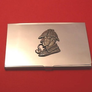 Sherlock Holmes Chrome-kaarthouder met handgegoten tinnen Vaderdag Kerstcadeau Leraar Engels