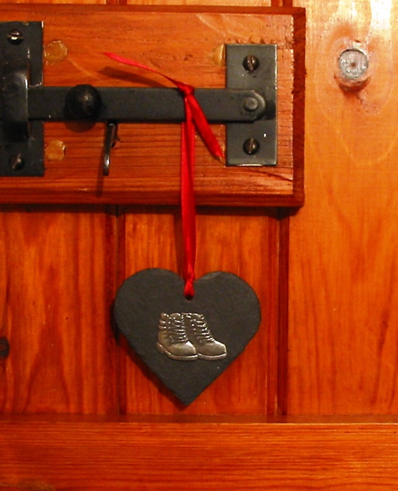 Walking Boots Natural Slate Heart Christmas Decoration Etsy UK
