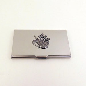 Tarjetero con diseño de gaitas - Estuche para tarjetas de crédito - Regalo de música escocesa - Regalo para el Día del Padre en Navidad