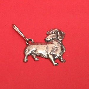 Tirador de cremallera con motivo de perro salchicha de peltre, regalo para veterinario, padre, madre y perro salchicha