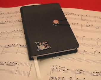 Schlagzeug Design A6 Schwarz Journal - Schlagzeug Notizbuch - Schlagzeuger Geschenk - Schlagzeuger Dad Geschenk - Musik Journal - Musiklehrer Geschenk - Schlagzeuglehrer