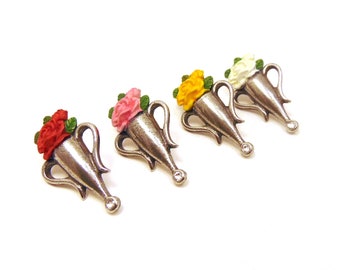 Broche Boutonniere estilo Poirot con rosa roja, rosa, amarilla o blanca - Broche de peltre pintado a mano - Regalo Poirot - Regalo para marido o esposa