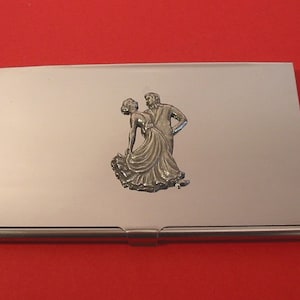 Porte-cartes chromé Danseurs de salon avec étain coulé à la main Cadeau pour professeur de danse de salon Cadeau Danse avec les stars strictes Cadeau de Noël