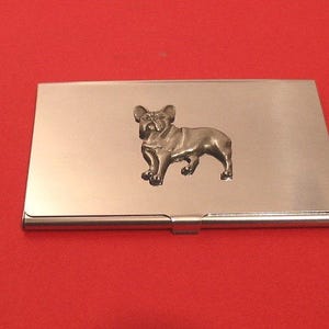 Cadeau de cadeau de Noël pour le propriétaire Bouledogue Français Chrome carte porte avec à la main fonte étain vétérinaire Français Bulldog