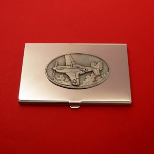 Mustang P-51 WW2 avion de chasse design chromé porte-cartes affaires étui pour cartes de crédit papeterie maman papa cadeau de noël