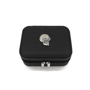Schädel Design schwarze Schmuckschatulle / Reise-Accessoire / Stilvolle Schmuckschatulle / Heavy Metal Geschenk für Sie oder Ihn / Gothic Geschenk für Mum Dad
