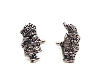 Mr Badger & Mr Toad Design Pewter Cufflinks Gift Boxed, Wind in the Willows Gift, Wedding Gift for Him, Dad Husband Partner Birthday Gift