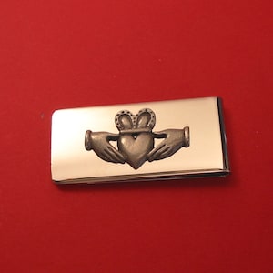 Claddagh Chrome Plated Money Clip With Pewter Motif Valentine Wedding Gift Irish Love Token Gift