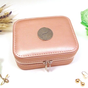 Yin and Yang design Rose Gold Travel Jewellery Box - Travel Accessory - Jewellery Case - Bride Bridesmaid Wedding Gift - Mum Christmas Gift