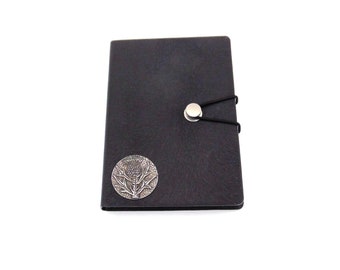 Scottish Thistle design Black A6 Journal Notebook - Scottish Notebook - Scottish Gift - Scottish Mum Dad Christmas Gift - Wedding Planner
