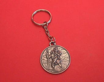 Saint Christopher Pewter Keyring - St Christopher Keychain - Fathers Day Gift - Travellers Good Luck Gift - Safe Travel Gift - Dad Gift