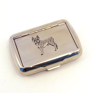 Boston Terrier Chrome Tobacco Tin With Pewter Motif - Keepsake Trinket Tin Box - Boston Terrier Gift - Fathers Day Christmas Gift