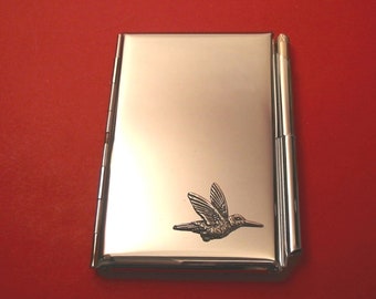 Colibri design Chrome porte-notes et stylo - bloc-notes de poche - cadeau colibri - cadeau de mariage de Noël