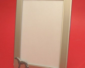 Greyhound retrato marco de 6 "x 4" con mano fundición estaño adorno madre padre regalo de Galgo