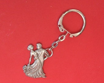 Ballroom Dancers Pewter Keyring - Dancer Keychain - Dance Lover Gift - Strictly Gift for Dance Teachers - Ballroom Keyring - Stocking Filler