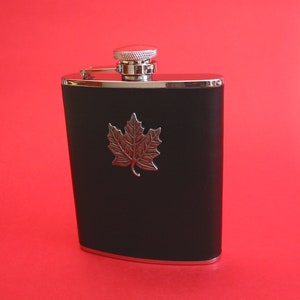 Ahorn Blatt Design schwarz Leder 6 Unzen Flachmann kanadischen Enthusiasten Weihnachtsgeschenk