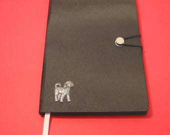 Cockapoo Hand Cast Pewter Motif on A5 Black Journal Cockapoo Owner gift Christmas Gift Dog Notebook