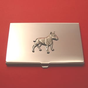 Kaarthouder met Engelse Bull Terrier-ontwerp met handgegoten tinnen motief Vaderdag Kerstcadeau hond - Engelse Bull Terrier cadeau Hond vader cadeau