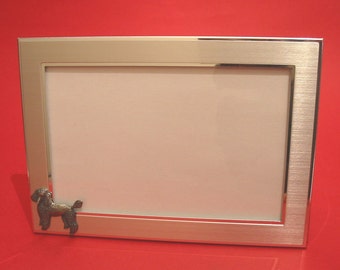 Poodle Landscape Picture Frame 4" x 6" With Hand Cast Pewter Motif Mother Father Poodle Gift