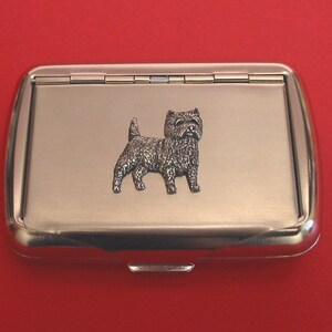Cairn Terrier Dog Chrome Tobacco Tin Trinket Box Dog owner&#39;s gift Christmas Gift