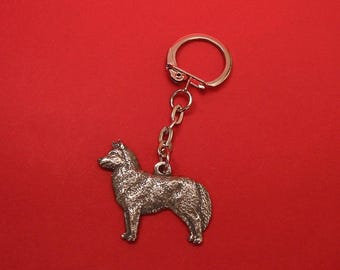 Siberian Husky nyckelring i tenn, gåva för hundälskare