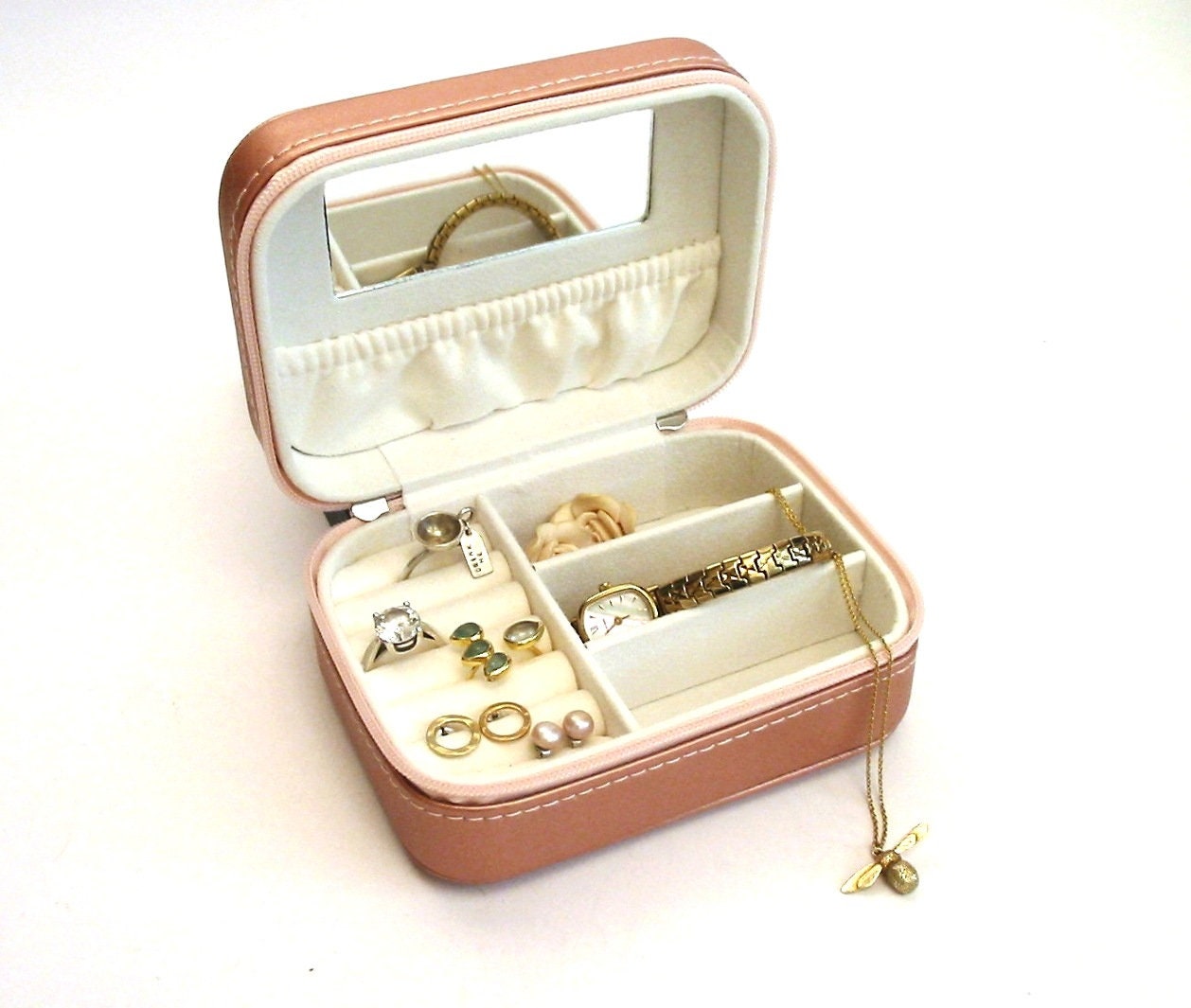 Accordion design Rose Gold Travel Jewellery Box - Travel Accessory
