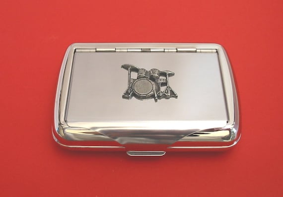 Drum Kit Chrome Tobacco Tin Music Smoker's Gift Musician Gift Trinket Box