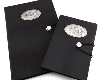 Owl and Pussycat Black A6 and A5 Notebook Gift Set, Writers Journals, Fathers Day Gift