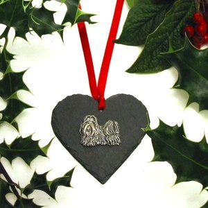 Shih Tzu design Slate Heart - Hanging Ornament - Shih Tzu Decoration - Shih Tzu Ornament - Christmas Decoration 2025 - Dog Christmas Gift