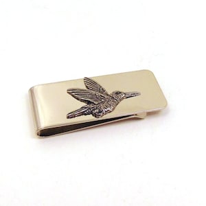 Clipe de dinheiro cromado com design de beija-flor com motivo de estanho - Presente de beija-flor - Presente do marido - Presente de Natal do pai