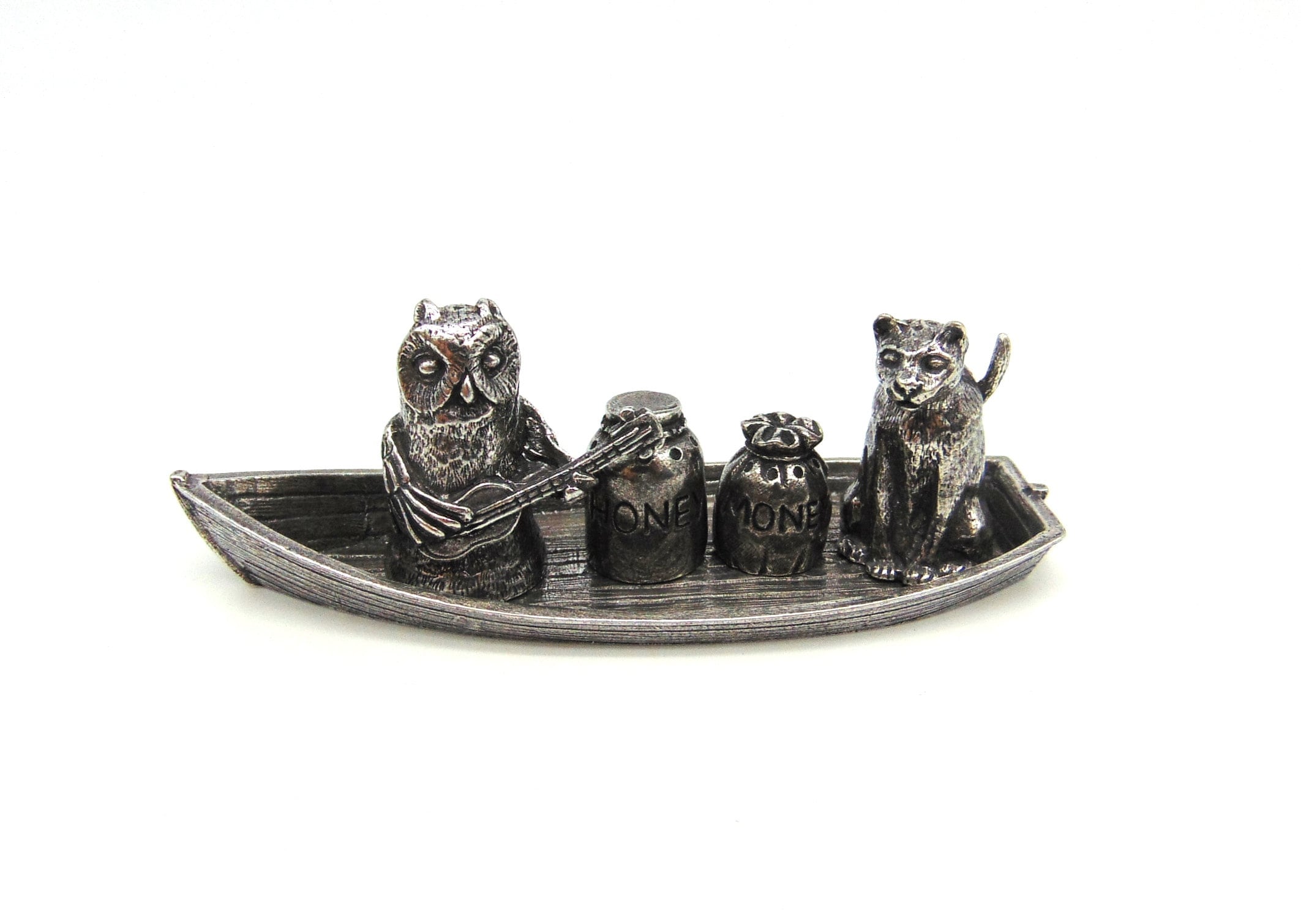 The Owl & The Pussy Cat Thimble Set, Pewter Collectible Thimbles Gift, Owl Gifts, Cat Gifts, Thi