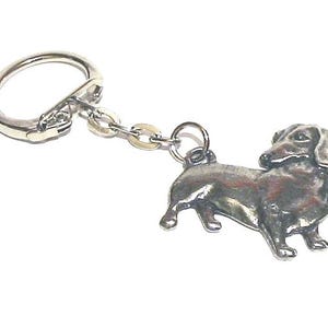 Dachshund Dog Pewter Keyring, Sausage Dog Keychain Gift, Dachshund Charm, Mum Dad Stocking Filler Christmas Gift, Cute Pet Dog Gift