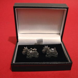 Scottish Terrier Design Pewter Cufflinks Gift Boxed - Scotty Cufflinks - Scotty Gift - Scottie Dog Gift - Husband Partner Wedding Gift