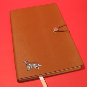 Irish Setter Dog Hand Cast Pewter Motif on A5 Tan Journal Notebook Dog Vet Father Mother Christmas Gift Irish Setter Gift Dog Lover Gift