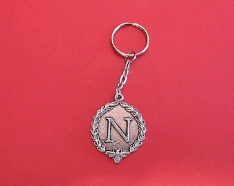 Napoleon N and Bee Pewter Keyring - Napoleon Bonaparte Gift - Napoleon Keychain - French Dad Gift