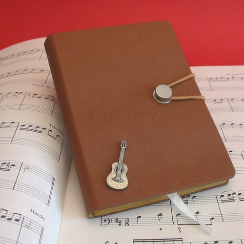 Acoustic Guitar Design A6 Tan Notebook Music Journal Etsy
