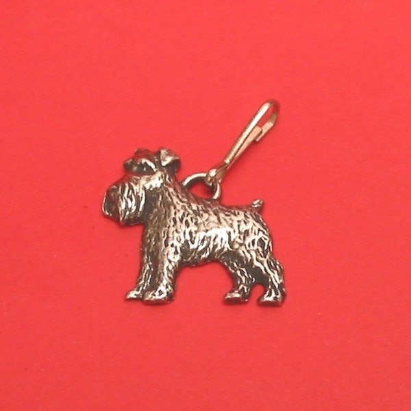 Miniature Schnauzer Dog Pewter Motif Zipper Pull Mother Christmas Gift