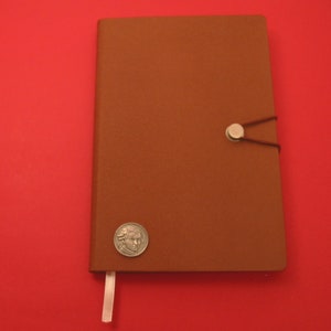 Wolfgang Amadeus Mozart Hand Cast Pewter Motif on A5 Tan Journal Composer Music Teacher  Musical Notebook Gift