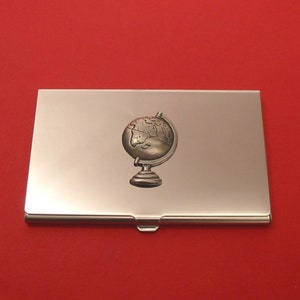 World Globe Design Chrome Card Holder Cartes de crédit d'affaires Cas De voyage Géographie maman papa cadeau de Noel