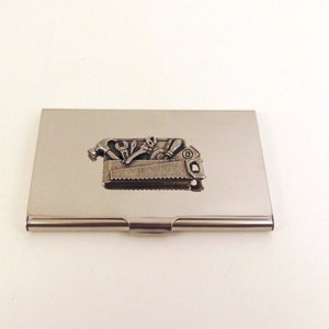 Boîte à outils DIY Design Chrome Card Holder - Affaire de cartes de crédit d’affaires - Builder Handyman Papa Cadeau - Cadeau de noël Pères Day