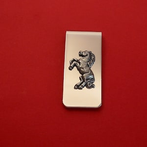Rearing Horse Chrome Plated Money Clip With Pewter Motif Mother Father Vet Pet Dog Gift Christmas present