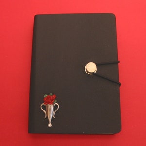 Ontwerp met boutonnière-motief zwart A6-dagboek - notitieboekje - moeder vader verjaardag kerstcadeau - schrijversdagboek