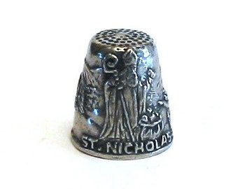 Saint Nicholas Thimble - Patron Saint of Sailors / Children / Wolves - Pewter Collectors Thimble - Thimble Collector - Christmas Gift