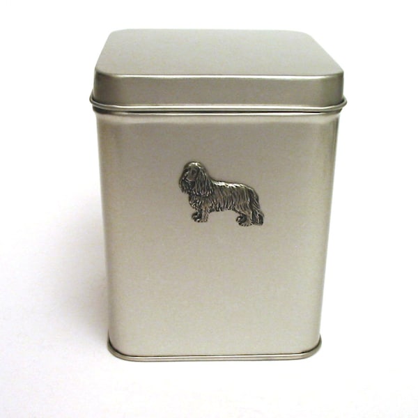 King Charles Spaniel Design delightful Tin Tea Caddy With Pewter Motif Mother Xmas King Charles Spaniel Gift