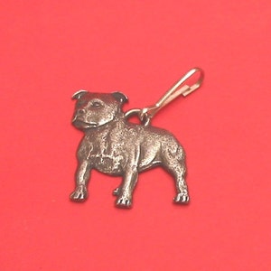 Staffordshire Bull Terrier Pewter Zipper Pull - Staffie Charm - Staffordshire Bull Terrier Gift - Staffie Mum Gift - Dog Lover Gift