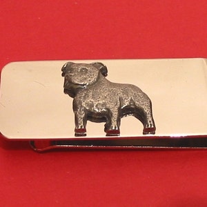 Staffordshire Bull Terrier Chrome Plated Money Clip With Pewter Motif Mother Father Staffie Gift