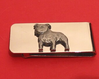 Staffordshire Bull Terrier Chrome Plated Money Clip With Pewter Motif Mother Father Staffie Gift