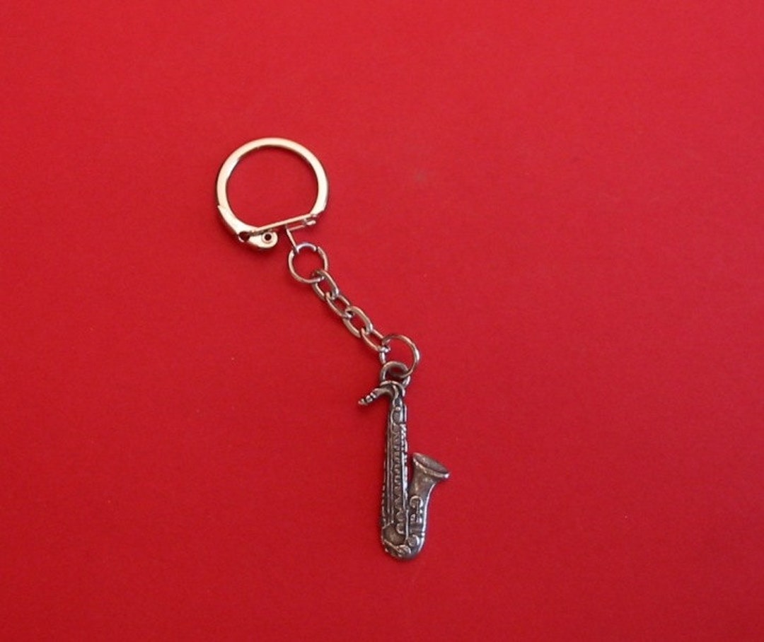 Saxophone Pewter Motif Keyring Father's Day Mother's Day