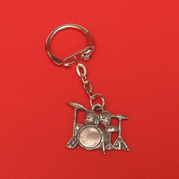 Drum Kit Pewter Motif Keyring Musician Teacher Rock Band Music Gift Drums Key Ring Charm Drummer Christmas Gift