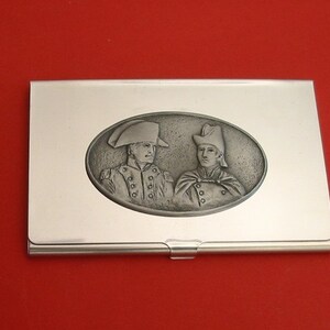 Batalla de Waterloo cromo tarjeta titular con mano cast Pewter motivo historia maestro regalo de Navidad